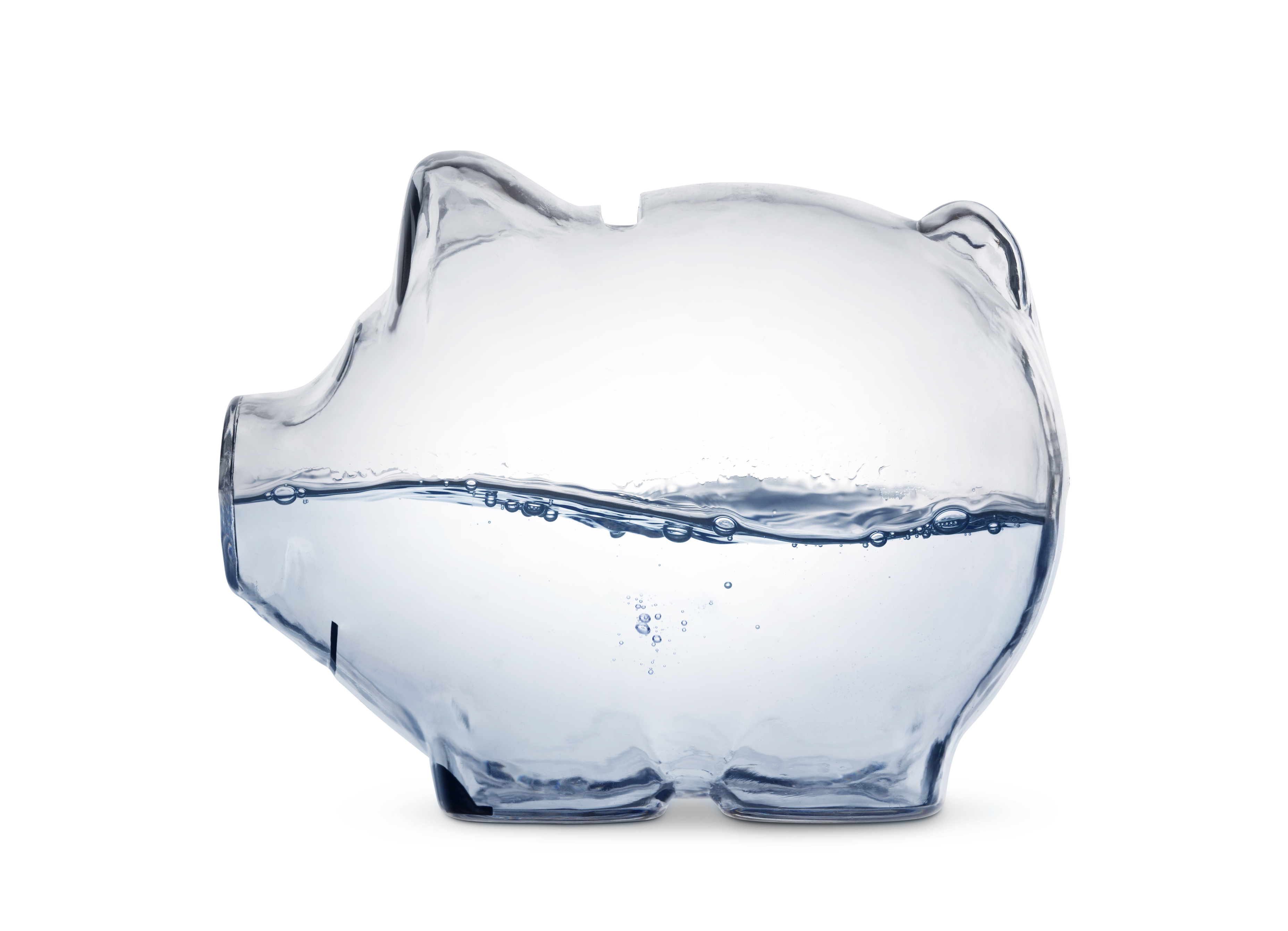 Tirelire remplie d'eau, symbole des charges d'eau d'un logement